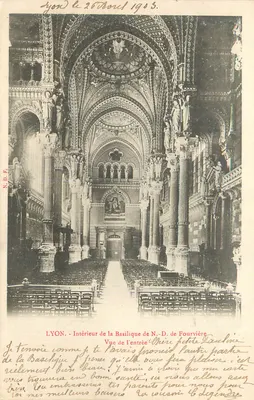 LYON - Wnętrze Bazyliki NMP Fourvière — Widok wejścia — N.D.F.