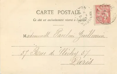 LYON - Wnętrze Bazyliki NMP Fourvière — Widok wejścia — N.D.F. — Rewers