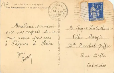 Parigi - I Moli - Vista sulla Cattedrale di Notre-Dame — I Bouquinistes — Ed. d'Art Jan, n°100 — Verso