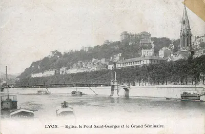 LYON — Igreja, o Ponte Saint-Georges e o Grande Seminário — E.&R.S. Paris