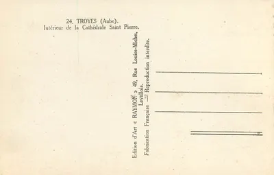 Wnętrze Katedry Świętego Piotra — Troyes (Aube) — Wydawnictwo RAYMON — Rewers
