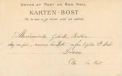 Jovem Moça de Saint-Jacut-de-la-Mer — Estudo de Cabeleiras da Bretanha — G.F. — N°1508 — Verso