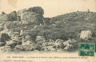 Mont-Pilat — O Crest de la Perdrix (alt. 1434 m.), ponto culminante do Massif — Cliché G. D. - Blanchard, editor, Vienne