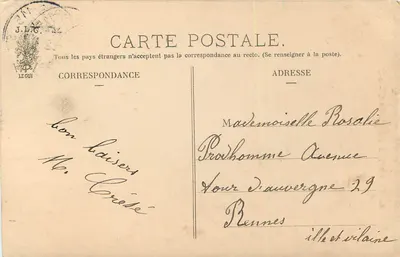 Duas jovens lendo uma carta — A Carta da França, série 122 — editor J.L.A. — Verso