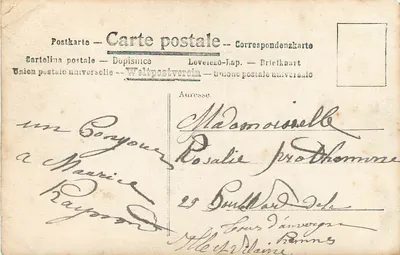 Stara pocztówka Fanny de Lille — Rewers