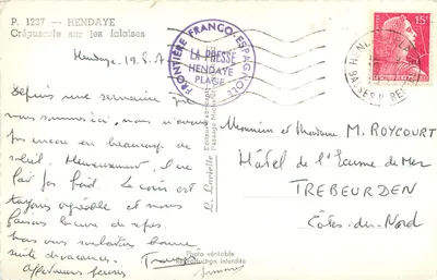 Crepúsculo sobre as falésias — Hendaye — editor Lavielle, n° P. 1237 — Verso