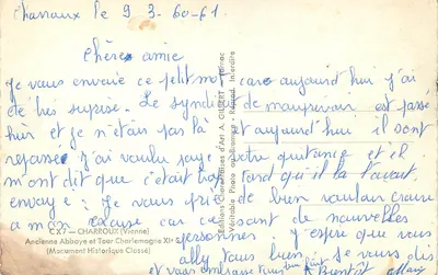 Charroux — Antiga Abadia e Torre Charlemagne — Éditions Charentaises d'Art A. GILBERT — Verso