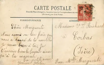 Violettes de Lyon — Avec ces Violettes de LYON, je vous envoie mes meilleurs souvenirs — L.Ls. — Rewers