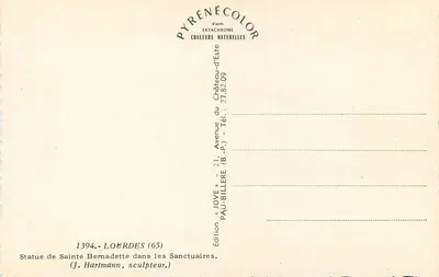 Estatua de Santa Bernadette — Lourdes — Edición Jove — Reverso