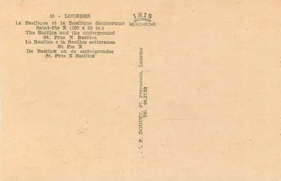 Lourdes — De Basiliek en de ondergrondse Basiliek Sint Pie X — Uitgever Edlex — Achterkant
