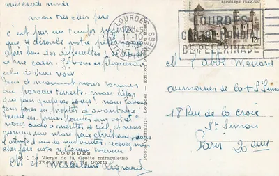 A Virgem da Gruta Milagrosa — Lourdes — Edição Lourdes-Lourdaut — Verso