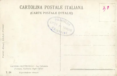 Sandro Botticelli — A Calúnia — Fratelli Alinari, T.24 — Verso