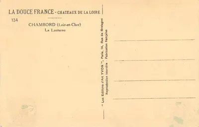Chambord — A Lanterna — Éditions d'Art Yvon — Verso