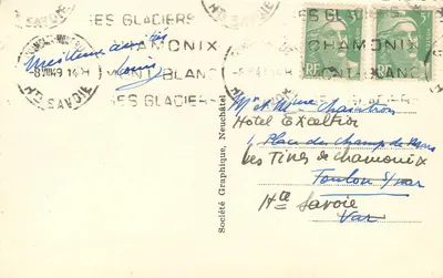 Teleferyk Brévent i Góra Świętego Wawrzyńca — Chamonix — Société Graphique, Neuchâtel — Rewers