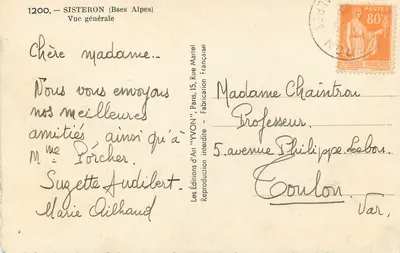 Sisteron (Basses-Alpes) — Vista geral — Edições de Arte 'YVON', Paris — Verso
