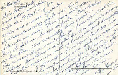 Jezioro Sigriswilersee z zamekiem — Sigriswil — Imprimeen Steinhauer, Interlaken, n°8402 — Rewers