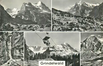Grindelwald — vista panorâmica com teleférico e montanhas — Photoglob-Wehrli AG, Zürich