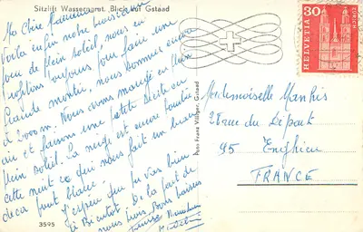 Bilhete postal moderno Sitzlift wasserngrat black buf gstaad — Verso
