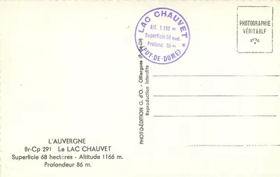 Lago Chauvet — Puy-de-Dôme — Edição G.d'O — Verso