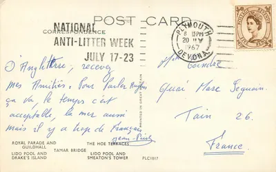 Plymouth — vista panorâmica — National Correspondence — Verso