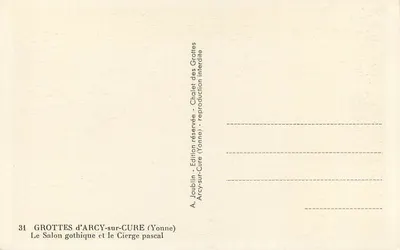 Grutas de Arcy-sur-Cure (Yonne) — Salão gótico e o Círio Pascal — Edição Joublin — Verso