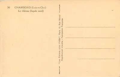 Chambord — fasada północna — Wydawnictwo Sztuki Yvon, Paryż — Rewers