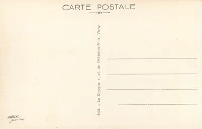 Vichy — Fonte Chomel, temperatura 43° — Editor « La Cigogne » — Verso