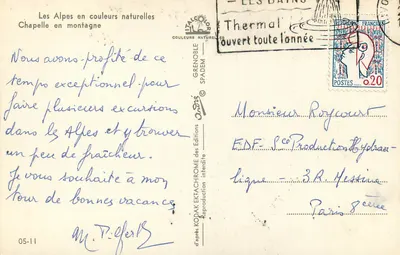 Kaplica w górach — Alpy w naturalnych kolorach — Wydawnictwo Grenoble SPADEM — Rewers