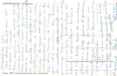 Grindelwald — o Wetterhorn — Verlag Ernst Schudel, Photo-Haus, Grindelwald, n° 1344 — Verso