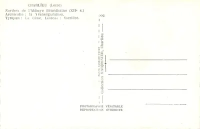 Charlieu (Loire) — Portal da abadia beneditina (século XII) — Foto Combier Marmonier — Verso