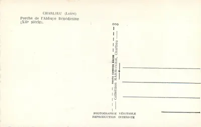 Charlieu (Loire) — Portal da Abadia Beneditina (século XII) — Fotografia Marmonier, Charlieu — Verso