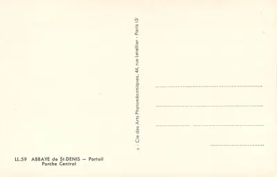 Abbaye de Saint-Denis — Portail Central — Cie des Arts Photomécaniques, 44, rue Letellier, Paris 15e — Rewers
