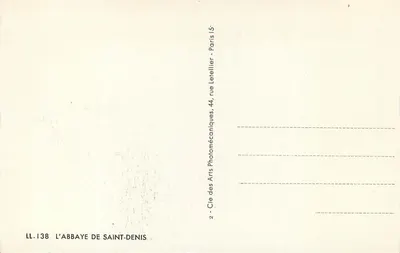 Die Abtei Saint-Denis — Ansicht der Fassade und des Turms — Cité des Arts Photomécaniques, Paris 15e — Rückseite