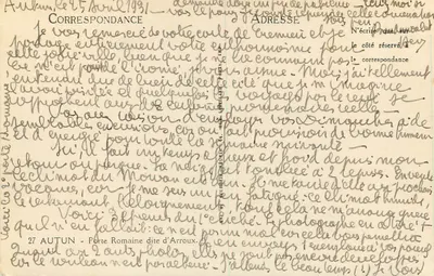 Romeinse Poort van Arroux — Autun — Handgeschreven correspondentie — Achterkant