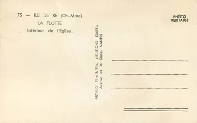 Interior da Igreja — Ilha de Ré (Ch.-Mme) — Éditions Gaby, Nantes — Verso