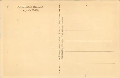 Bordeaux (Gironde) — O Jardim Público — Éditions d'Art YVON — Verso