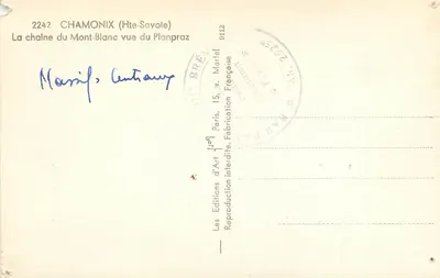 Koła Mont-Blanc widziane z Planpraz — Éditions du Breuil, n°2242 — Rewers