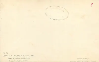 Jezus pojawia się przed Marią Magdalenną — Beato Angelico (1387-1455) — Wydawca Eliotipia Roberto Hoesch, Mediolan — Rewers