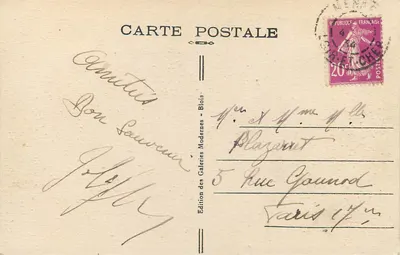 Amboise — O Castelo — Edição das Galerias Modernas — n°19 — Verso