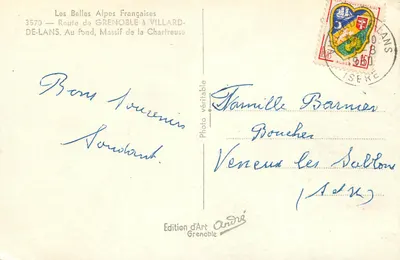 Trasa z Grenoble do Villard-de-Lans — Masyw Chartreuse — Wydawnictwo Art André, Grenoble — Rewers