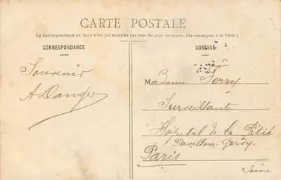 Duch Pontoise — humorystyczna scena z wydrukowanym tekstem — A. Sèry, Pontoise, n° 104 — Rewers