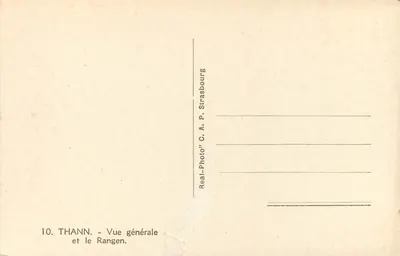 Thann — Vista geral e o Rangen — Real-Photo C. A. P. Strasbourg — Verso