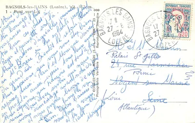 Bagnols-les-Bains (Lozère) — Ponte sobre o Lot — Editor Combier, n° 000 — Verso