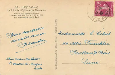 Jubé w Kościele Maryi Panny Zmartwychwstałej — Troyes (Aube) — Ch. Granddider, fotograf i wydawca, Troyes — Rewers