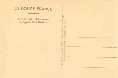 Toulouse — O Capitólio, Cour Henri IV — Les Éditions d'Art YVON — Verso
