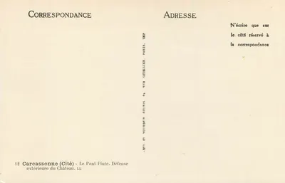 Carcassonne (Cité) — Il Ponte Pinte, Difesa esterna del Castello — Editore LL, n°12 — Verso