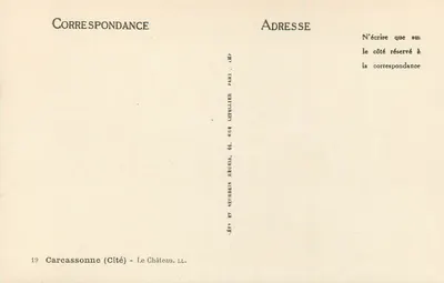 Carcassonne (Cité) — Zamek — Wydawca LL. n°19 — Rewers