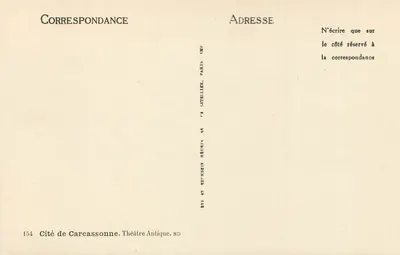 Cité de Carcassonne — Teatro Antiguo — Editor Letellier, n° 154 — Reverso
