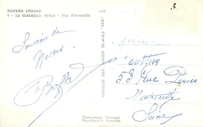 Nevers (Nièvre) — Katedra Świętego Cyryla — Widok ogółem — IMP. MACON (S.-et-L.) — Rewers