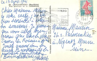 Strasbourg — Ogólny widok i Katedra — Éditions du Globe, Paryż — Rewers